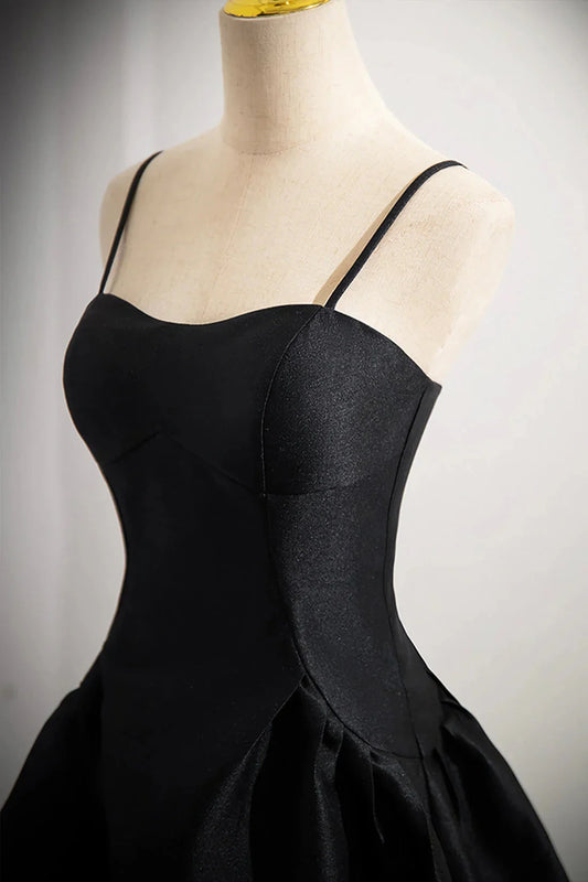 Black Spaghetti Strap Satin Short Prom Dress Simple A-Line Homecoming Party Dress simple gentle atmospheric and unique desi Bring summer colors to enhance white by YiHuiw