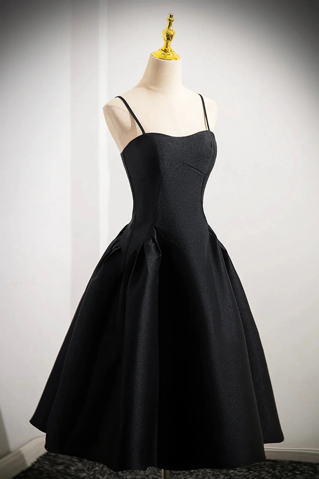 Black Spaghetti Strap Satin Short Prom Dress Simple A-Line Homecoming Party Dress simple gentle atmospheric and unique desi Bring summer colors to enhance white by YiHuiw