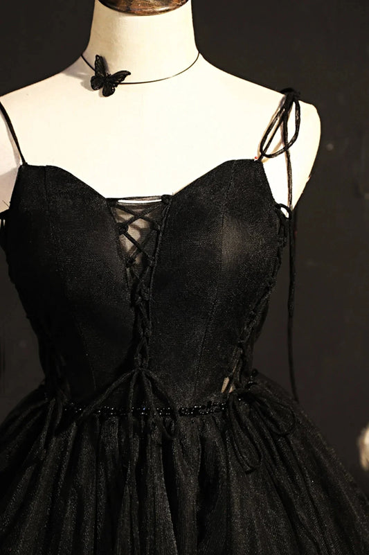 Black V-Neck Tulle Short Prom Dress Black A-Line Homecoming Party Dress simple gentle atmospheric and unique desi Bring summer colors to enhance whitenes by YiHuiw