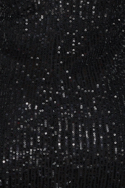 Black sequined camisole short skirt, with a thin camisole design and a body covered in shiny sequins, suitable for parties, dates, etc by YiHuiw
