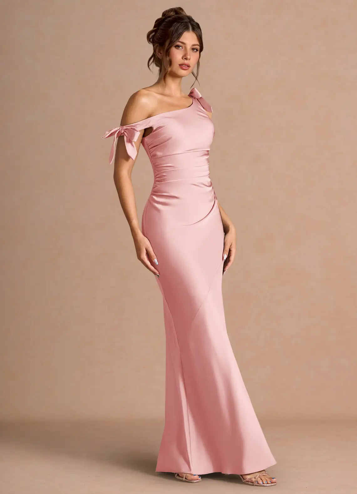 Mermaid Off-Shoulder Satin Asymmetric Floor-Length Wedding Dress - Yihuiw by Yihuiw