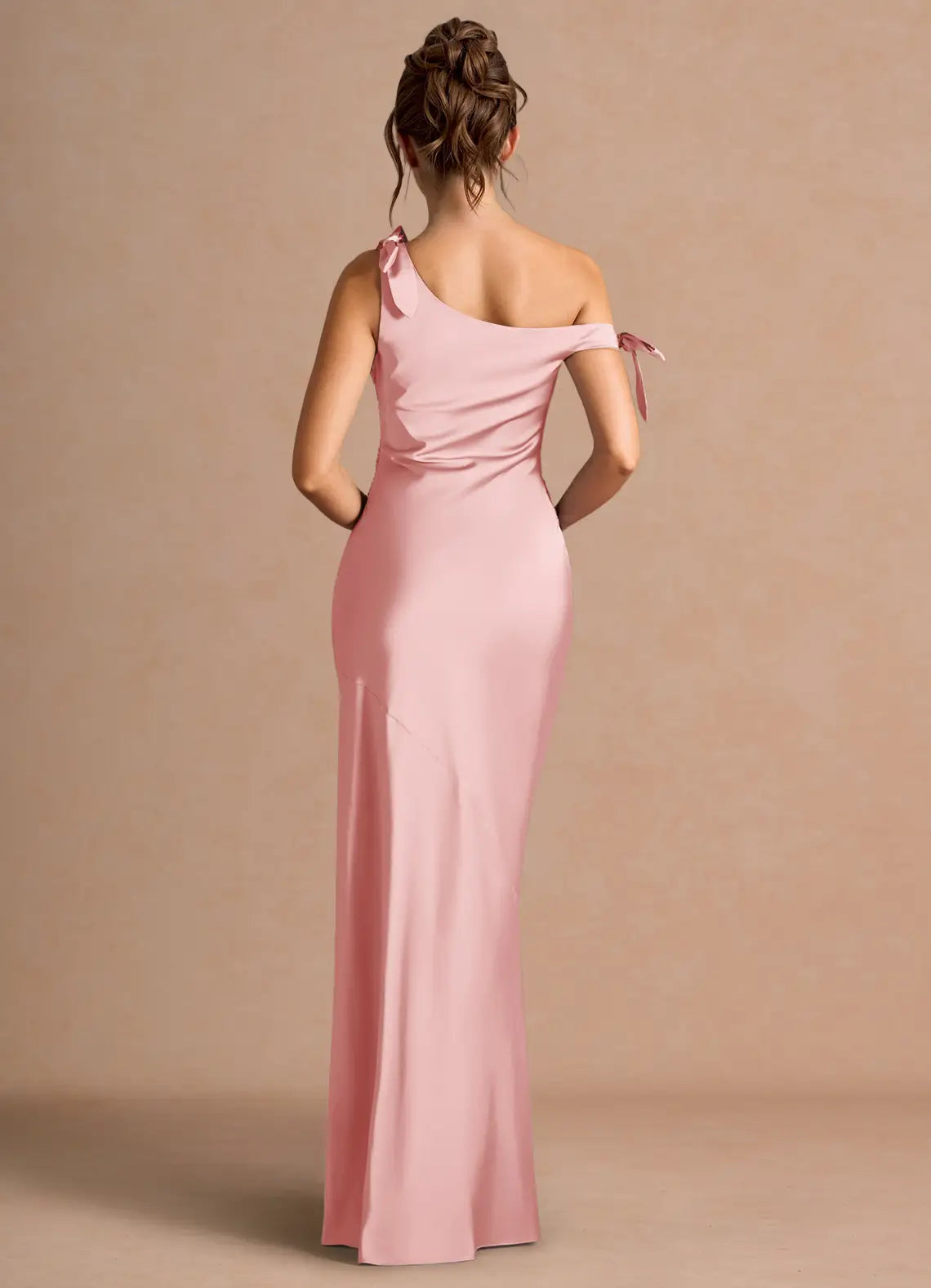 Mermaid Off-Shoulder Satin Asymmetric Floor-Length Wedding Dress - Yihuiw by Yihuiw