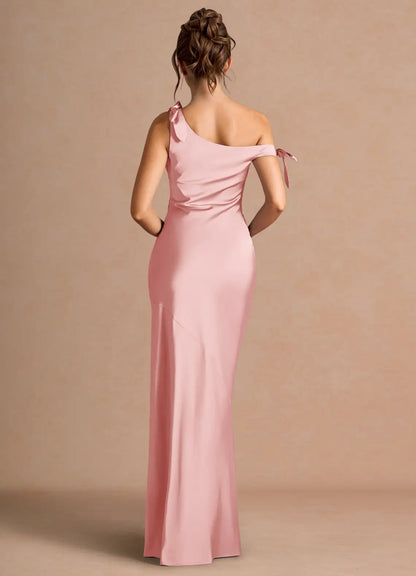 Mermaid Off-Shoulder Satin Asymmetric Floor-Length Wedding Dress - Yihuiw by Yihuiw