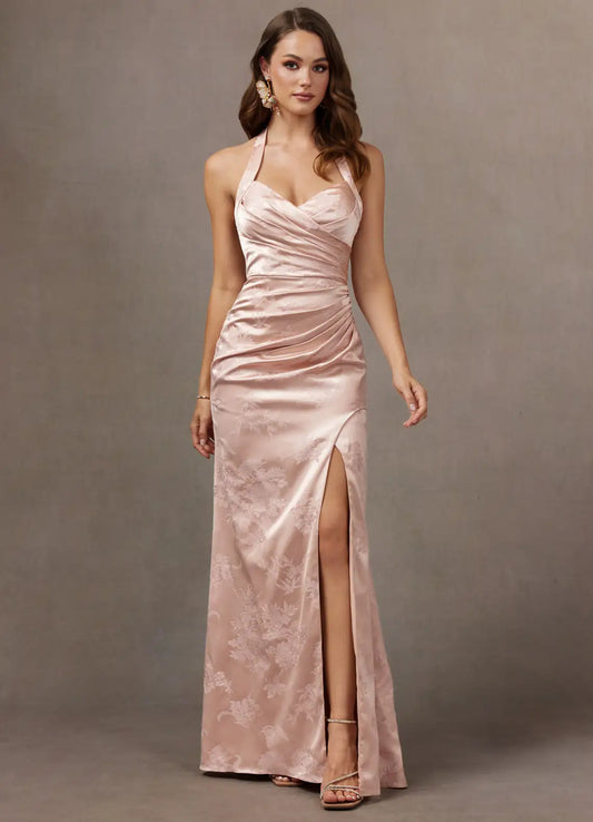 Mermaid Halter High Slit Floor-Length Wedding Dress - Yihuiw by Yihuiw