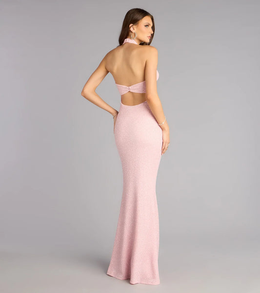 Mermaid Halter Cutout Floor-Length Wedding Dress - Yihuiw by Yihuiw