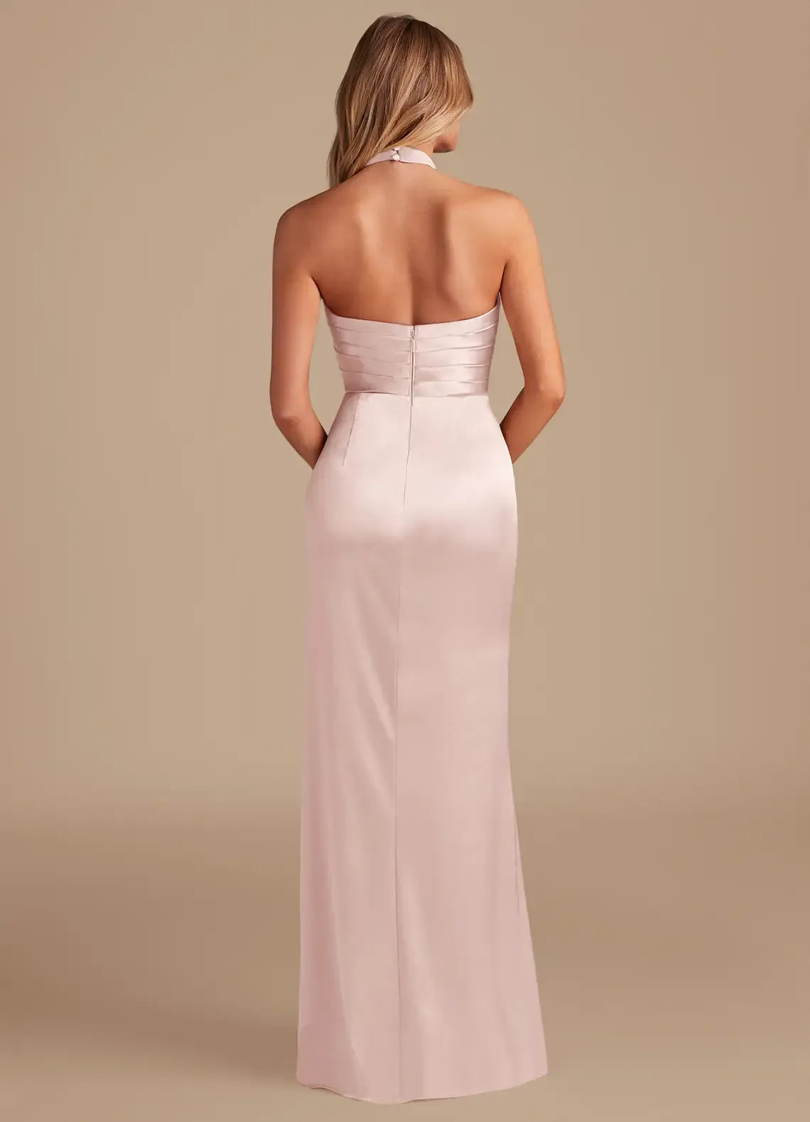 Mermaid Halter Satin High Slit Floor-Length Wedding Dress - Yihuiw by Yihuiw
