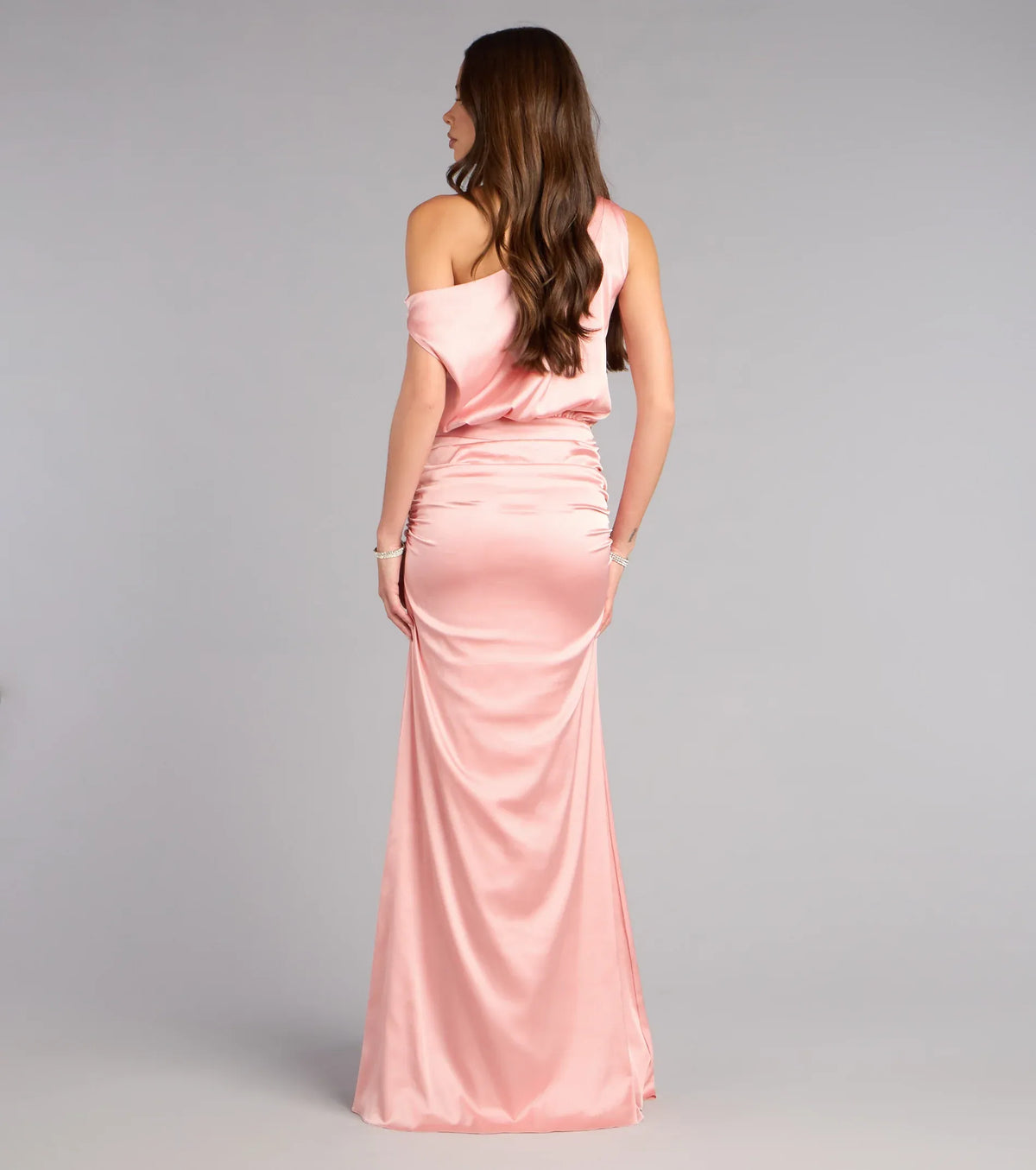 Mermaid Off-Shoulder Satin Draped Floor-Length Wedding Dress - Yihuiw by Yihuiw