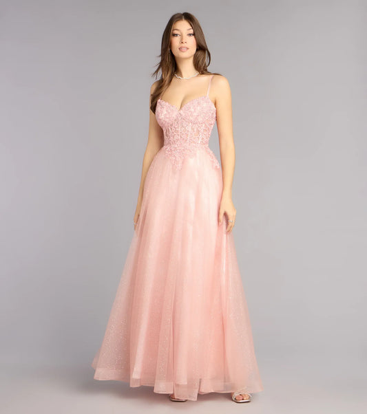 A-Line Spaghetti Strap Tulle Lace-Up Back Floor-Length Wedding Dress - Yihuiw by Yihuiw