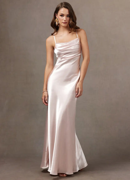 Mermaid Spaghetti Strap Satin Floor-Length Wedding Dress - Yihuiw by Yihuiw
