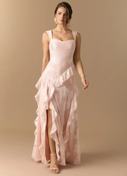 Cowl Neck High Slit Floor-Length Wedding Dress - Yihuiw by Yihuiw