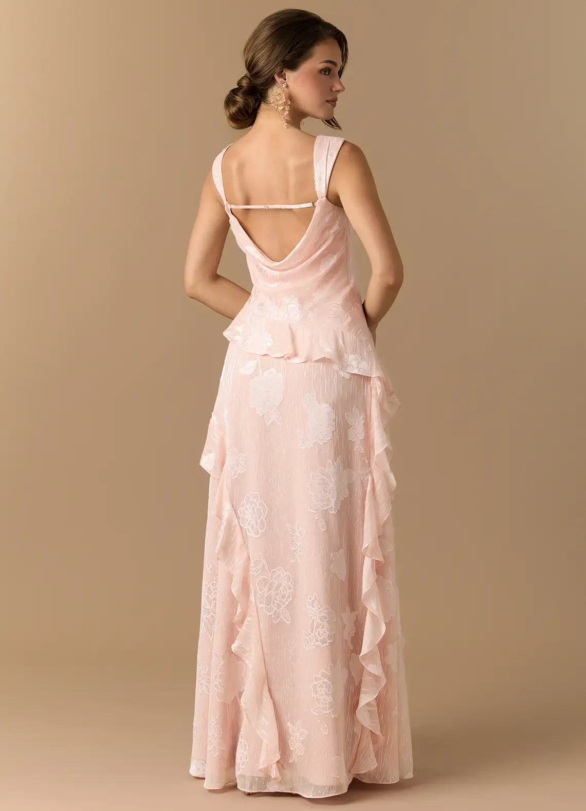 Cowl Neck High Slit Floor-Length Wedding Dress - Yihuiw by Yihuiw