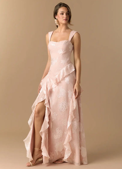 Cowl Neck High Slit Floor-Length Wedding Dress - Yihuiw by Yihuiw