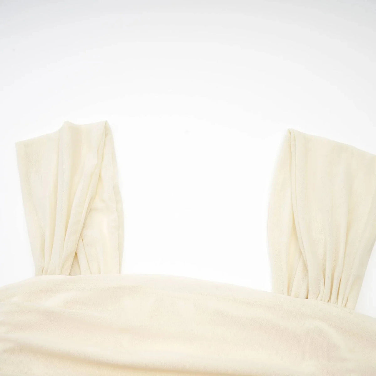 Ivory Ruched Square Neck Midi Dress Giulia off-white mesh pleated midi dress Evening Dress by YiHuiw