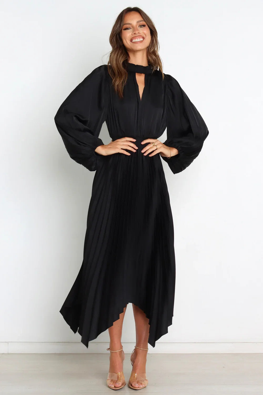 Pleated Midi Wedding Dress - Yihuiw by Yihuiw