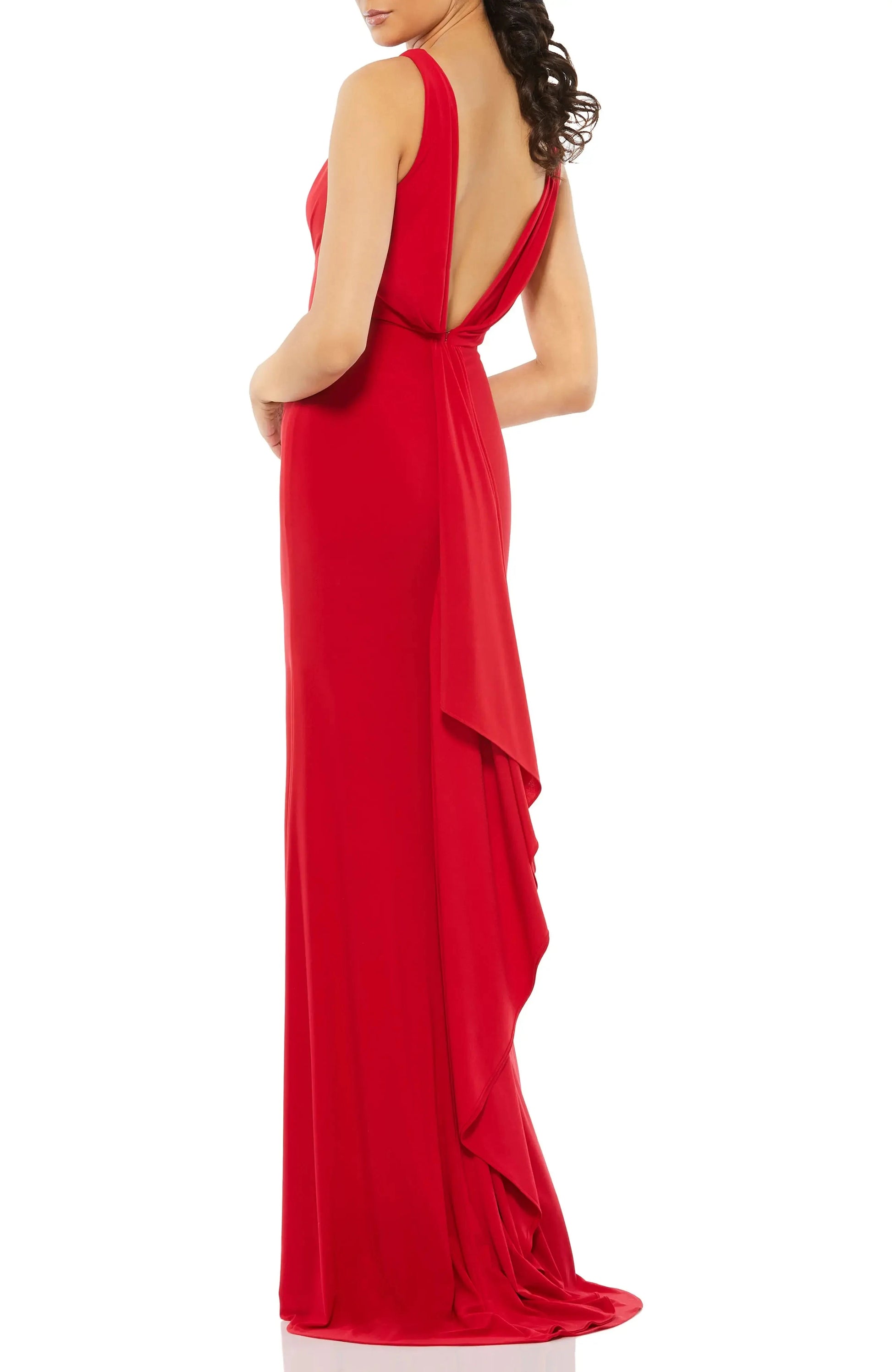 Bold Sheath Deep V Sleeveless Open Back Floor Length For Adults Prom Dress by YiHuiw