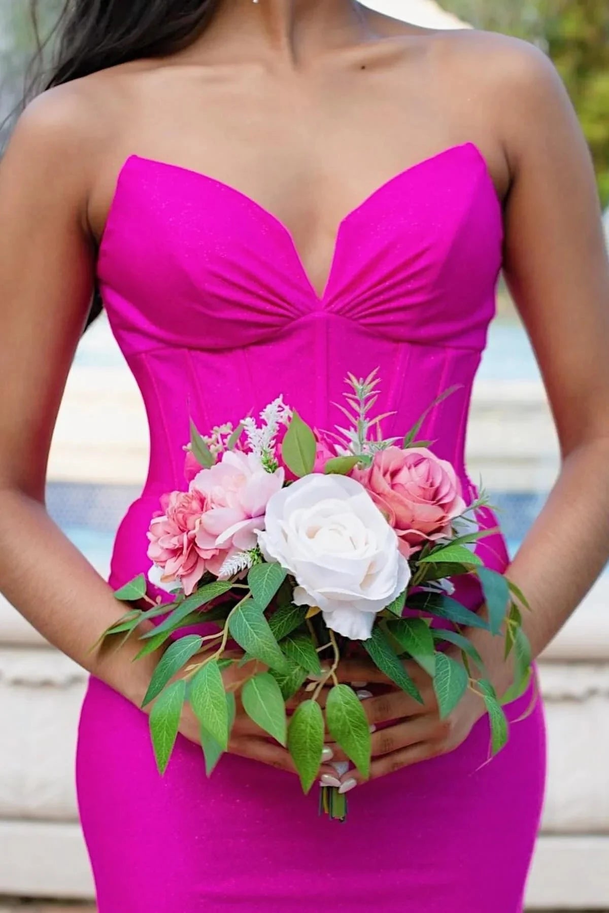 Bold Strapless Sweetheart Glitter Mermaid Prom Dress with Ruched Back & Train by JiMiss Dresses