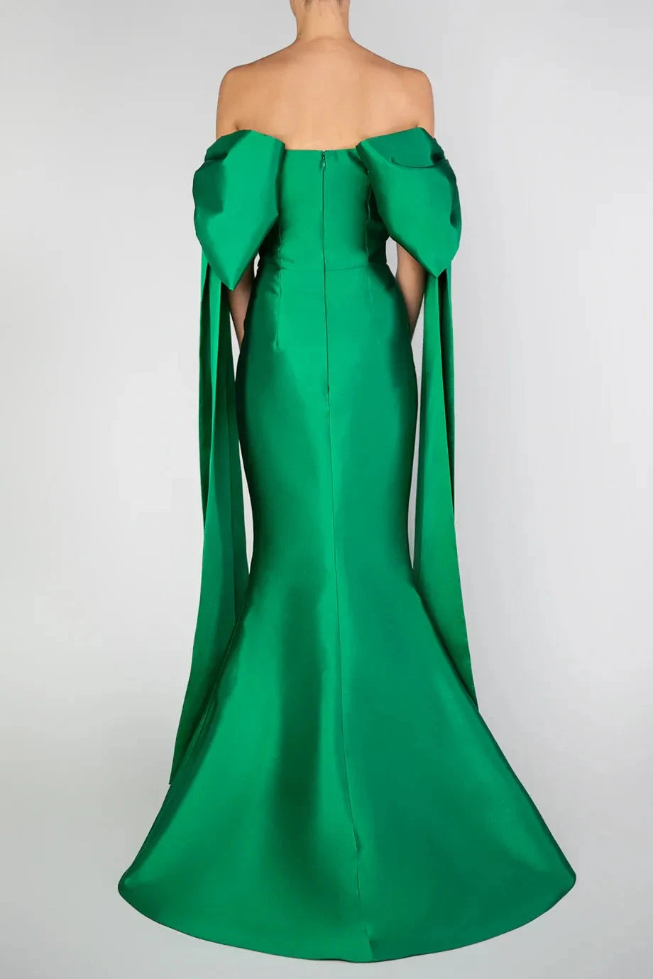 Bow Draped Mermaid Off the Shoulder Sleeveless Zipper Back Train Floor Length Hot Sale Evening Dress by YiHuiw