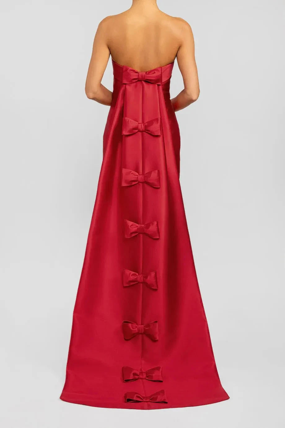 Bow Trimmed Sheath Strapless Sleeveless Zipper Back Floor Length For Women Evening Dress by YiHuiw