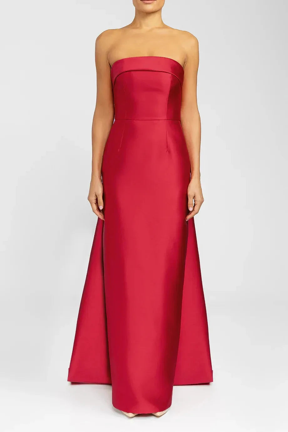Bow Trimmed Sheath Strapless Sleeveless Zipper Back Floor Length For Women Evening Dress by YiHuiw