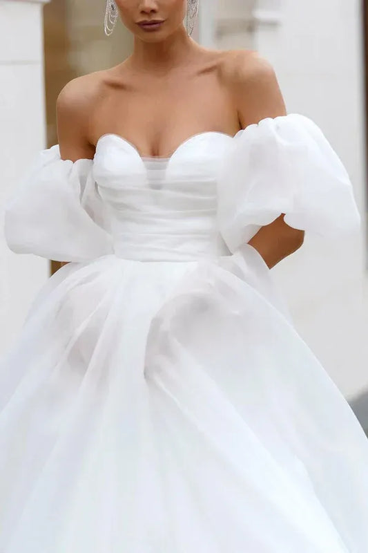 A-Line Sweetheart Floor-Length Wedding Dress - Yihuiw by Yihuiw