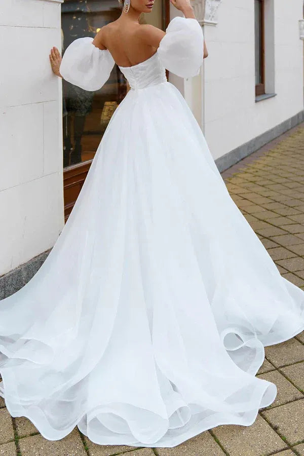 A-Line Sweetheart Floor-Length Wedding Dress - Yihuiw by Yihuiw