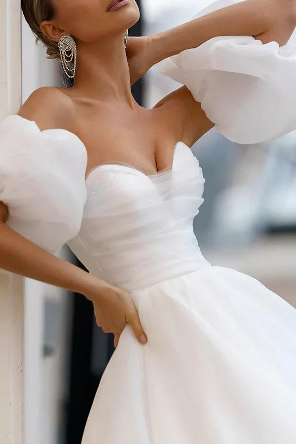 A-Line Sweetheart Floor-Length Wedding Dress - Yihuiw by Yihuiw