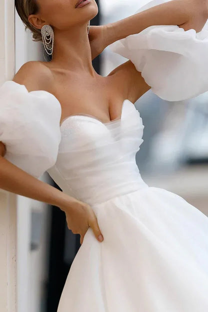 A-Line Sweetheart Floor-Length Wedding Dress - Yihuiw by Yihuiw