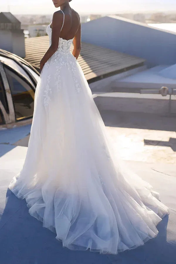 A-Line Sweetheart Floor-Length Wedding Dress - Yihuiw by Yihuiw