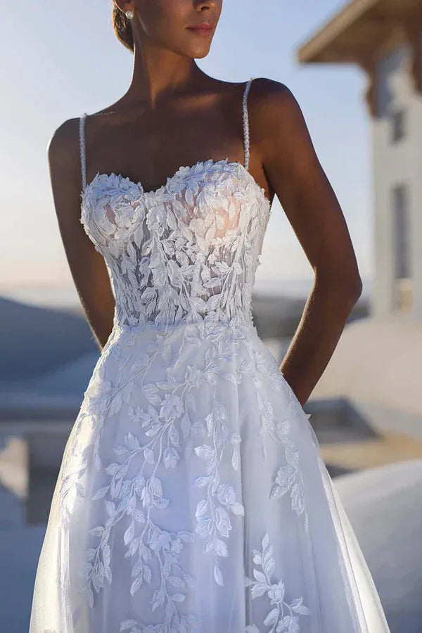 A-Line Sweetheart Floor-Length Wedding Dress - Yihuiw by Yihuiw