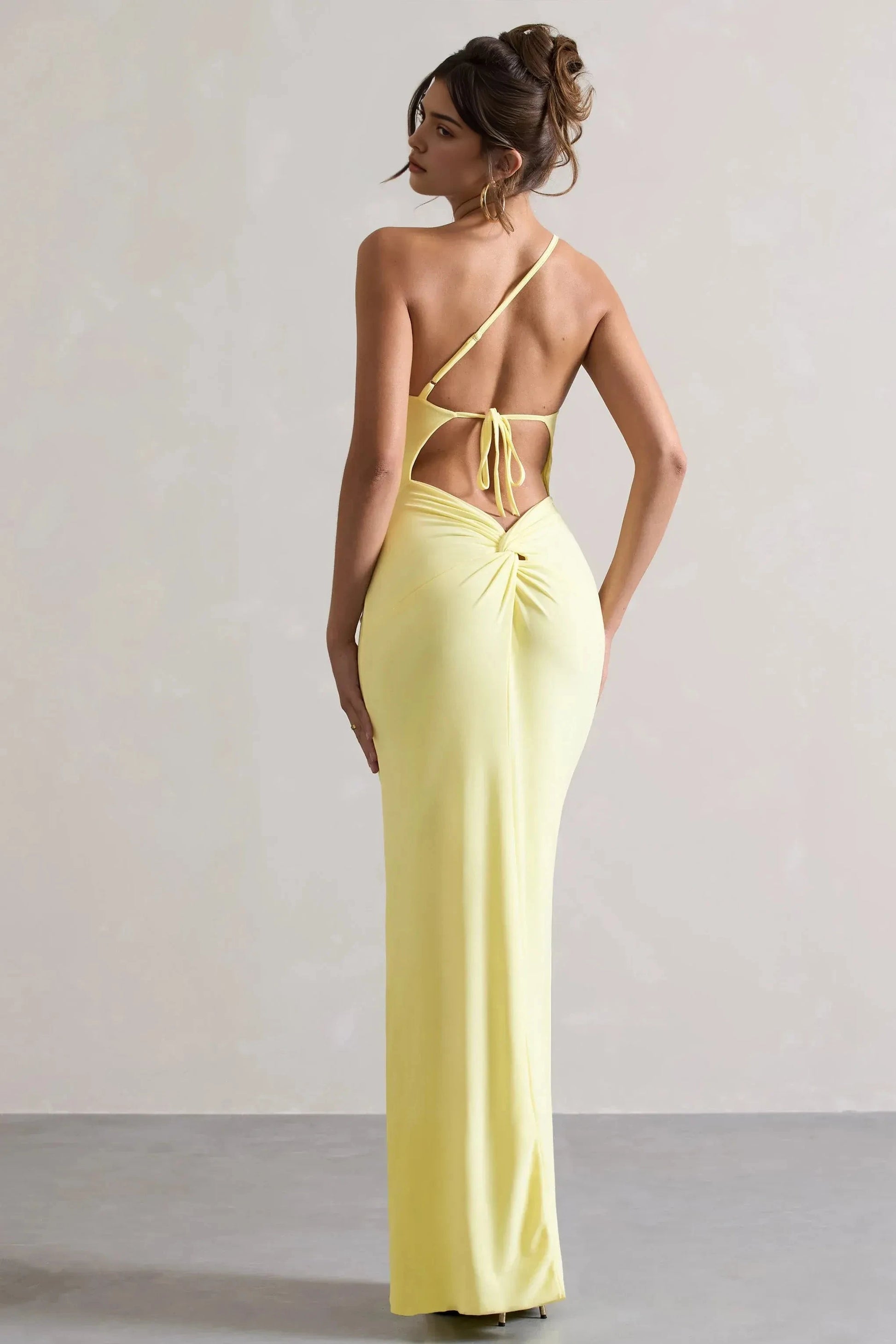 Bright Sheath One Shoulder Sleeveless Cutout Back Floor Length For Ladies Evening Dress by YiHuiw