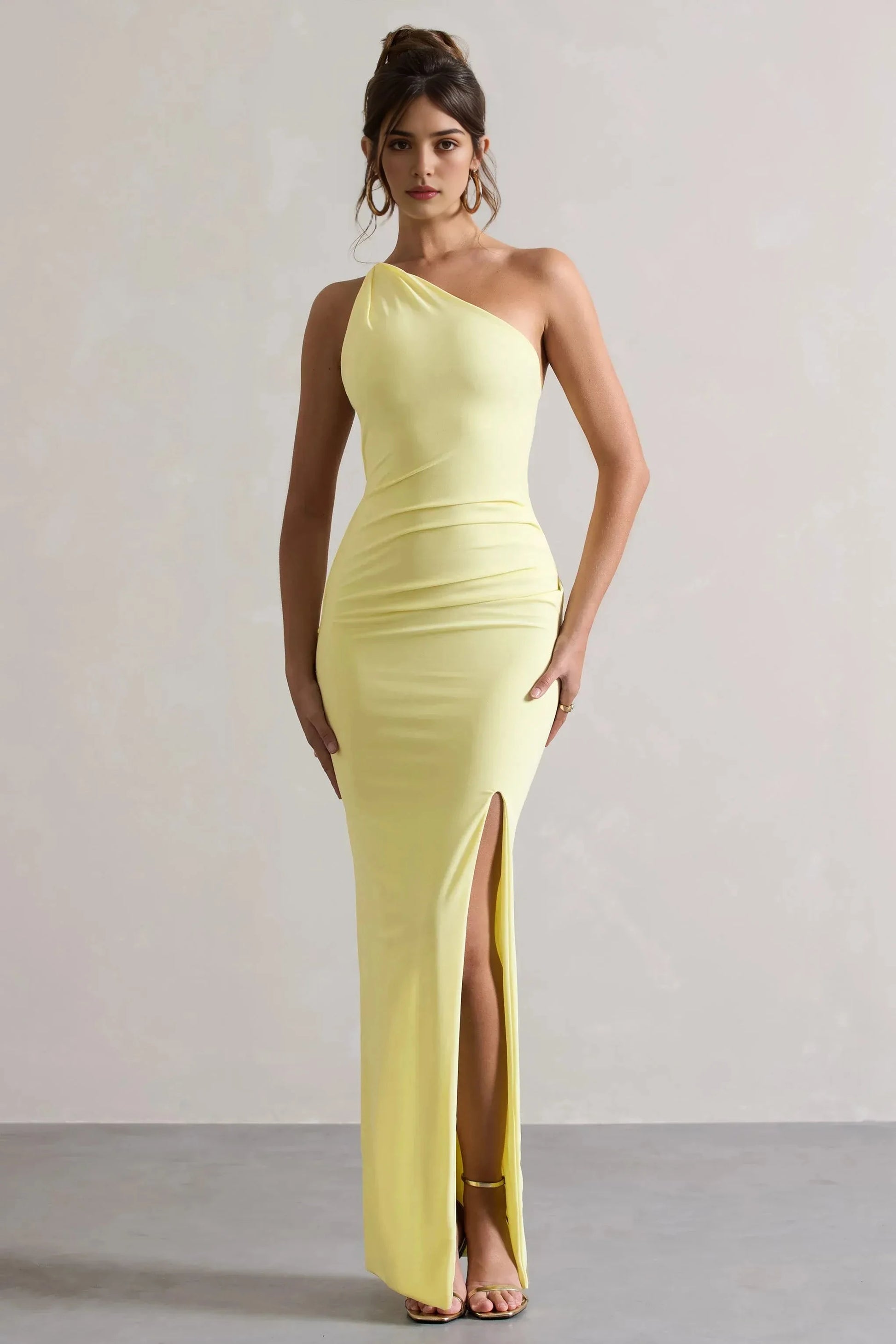 Bright Sheath One Shoulder Sleeveless Cutout Back Floor Length For Ladies Evening Dress by YiHuiw