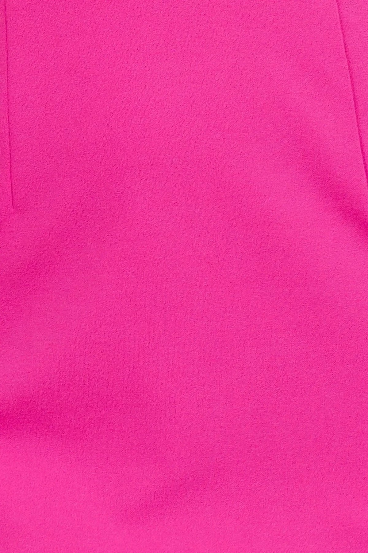 Bright pink short dress with a deep V-neckline design and ruffle accents on the shoulders suitable for parties dates etc by YiHuiw