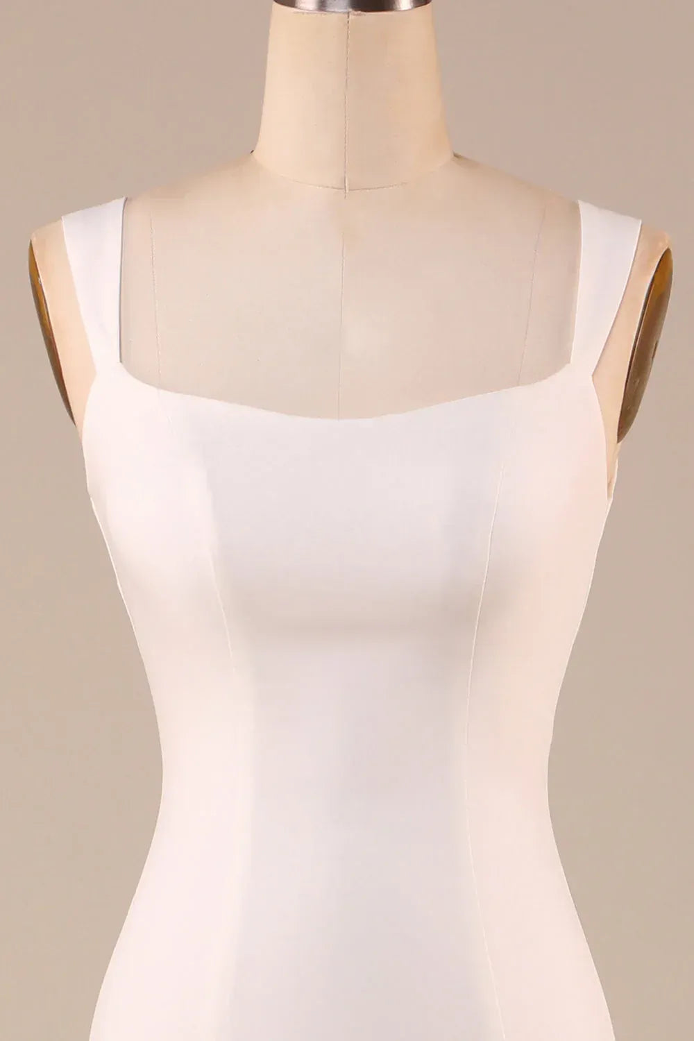 Mermaid Square Neck Crepe Train Wedding Dress - Yihuiw by Yihuiw