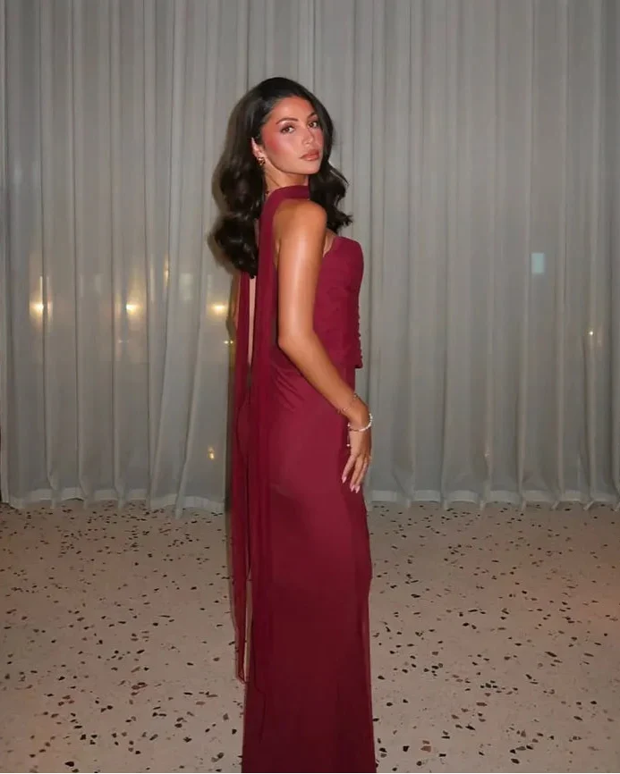 Burgundy Mermaid Strapless Floor-Length Wedding Dress - Yihuiw by Yihuiw