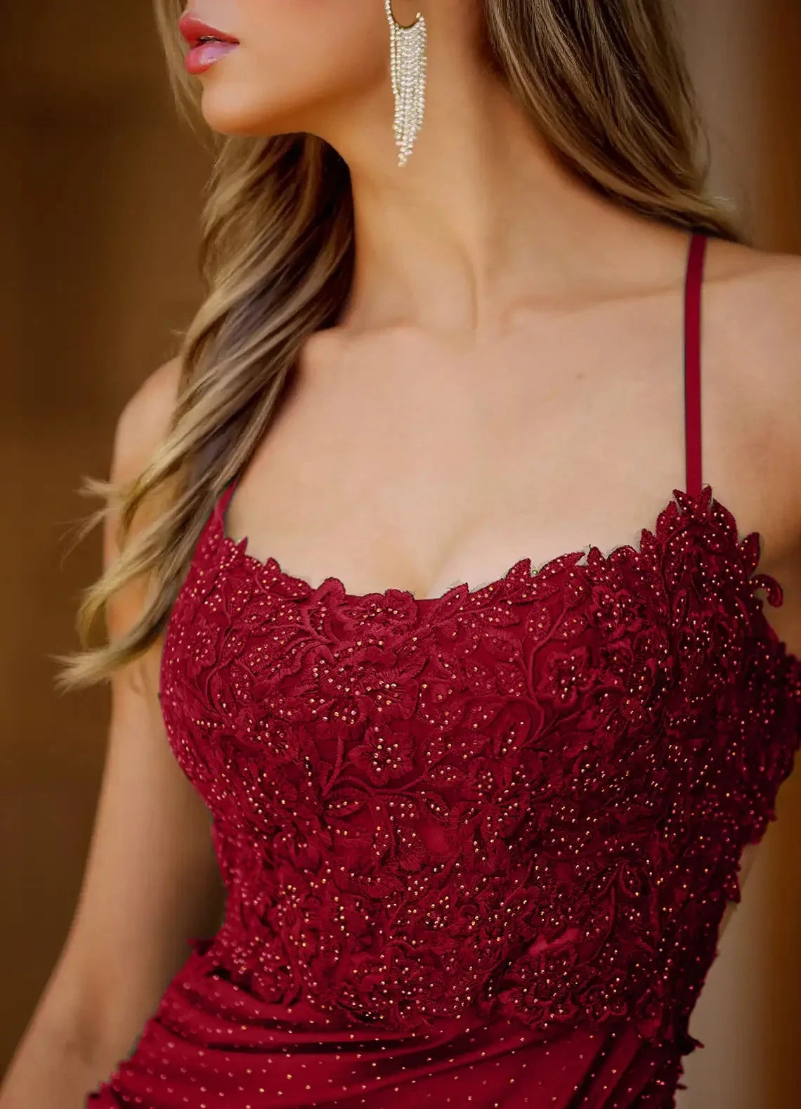 Burgundy Lace Mini Dress with Criss - Cross Back Splendore Red Mini Dress Homecoming Dresses by YiHuiw