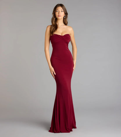 Burgundy Mermaid Sweetheart Open Back Floor-Length Wedding Dress - Yihuiw by Yihuiw