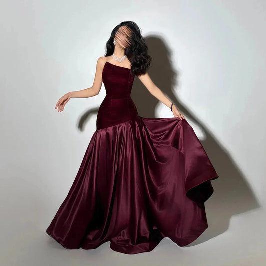 Burgundy Prom Dresses Mermaid Purple Graduation Gown Long simple gentle atmospheric and unique desi Bring summer colors to enhance whiteness by YiHuiw