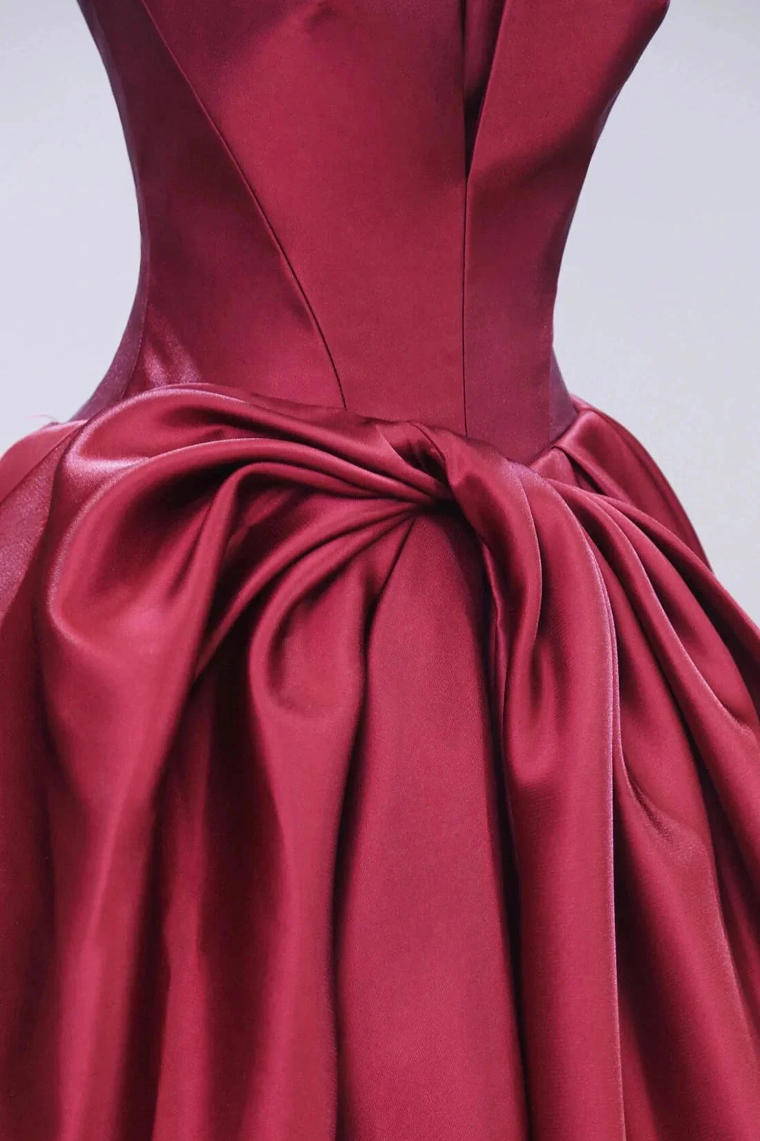 Burgundy Satin Floor Length Prom Dress Beautiful A-Line Evening Party Dress simple gentle atmospheric and unique desi Bring summer by YiHuiw