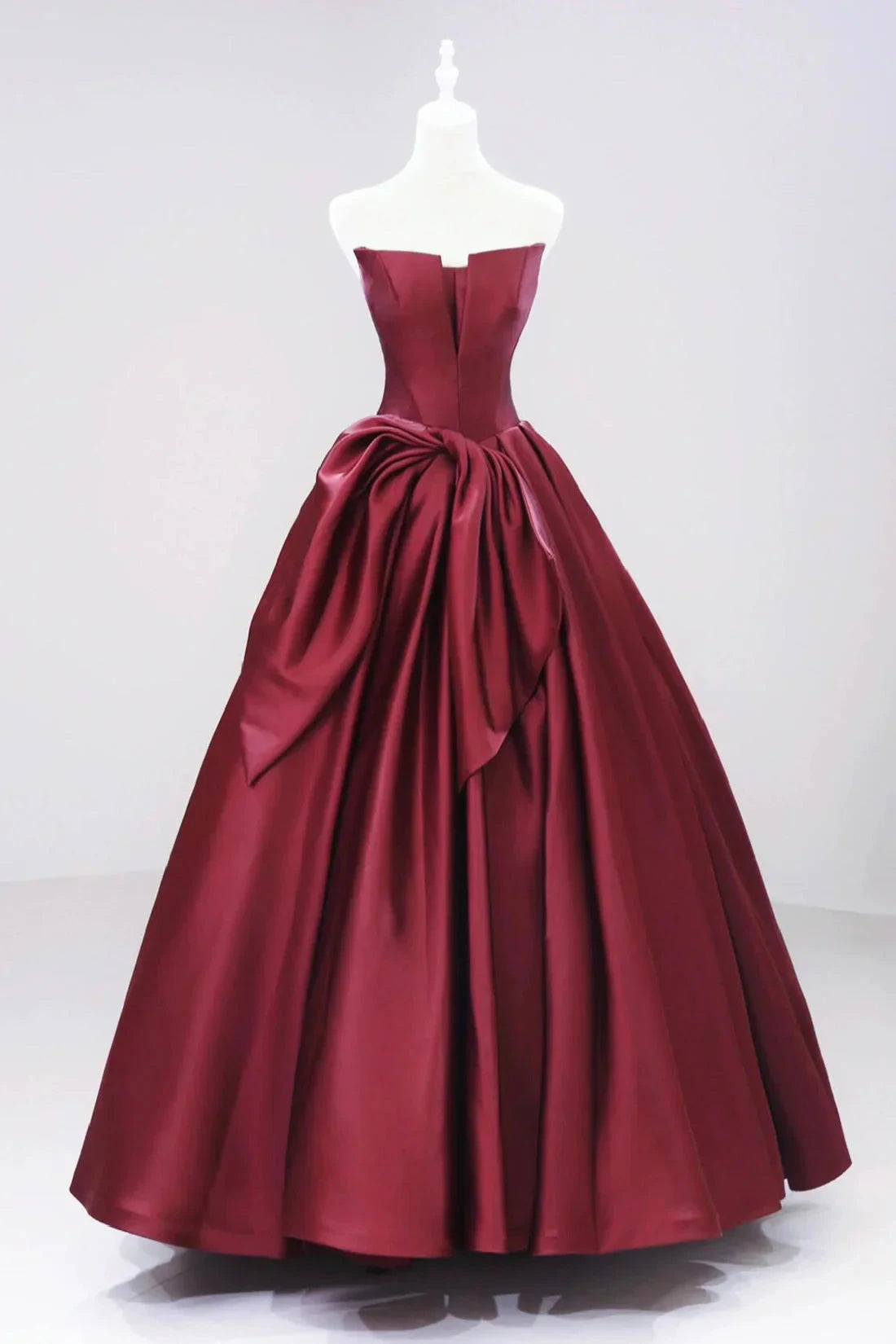 Burgundy Satin Floor Length Prom Dress Beautiful A-Line Evening Party Dress simple gentle atmospheric and unique desi Bring summer by YiHuiw