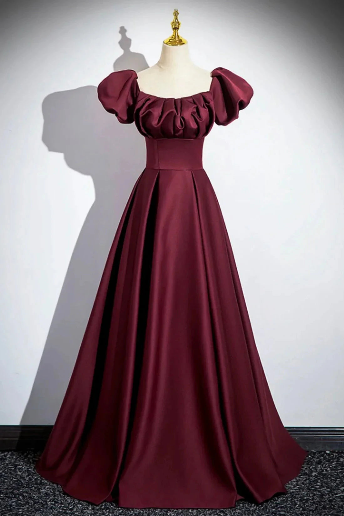 Burgundy Satin Floor Length Prom Dress Simple A-Line Evening Party Dress simple gentle atmospheric and unique desi Bring summer colors to enhance white by YiHuiw