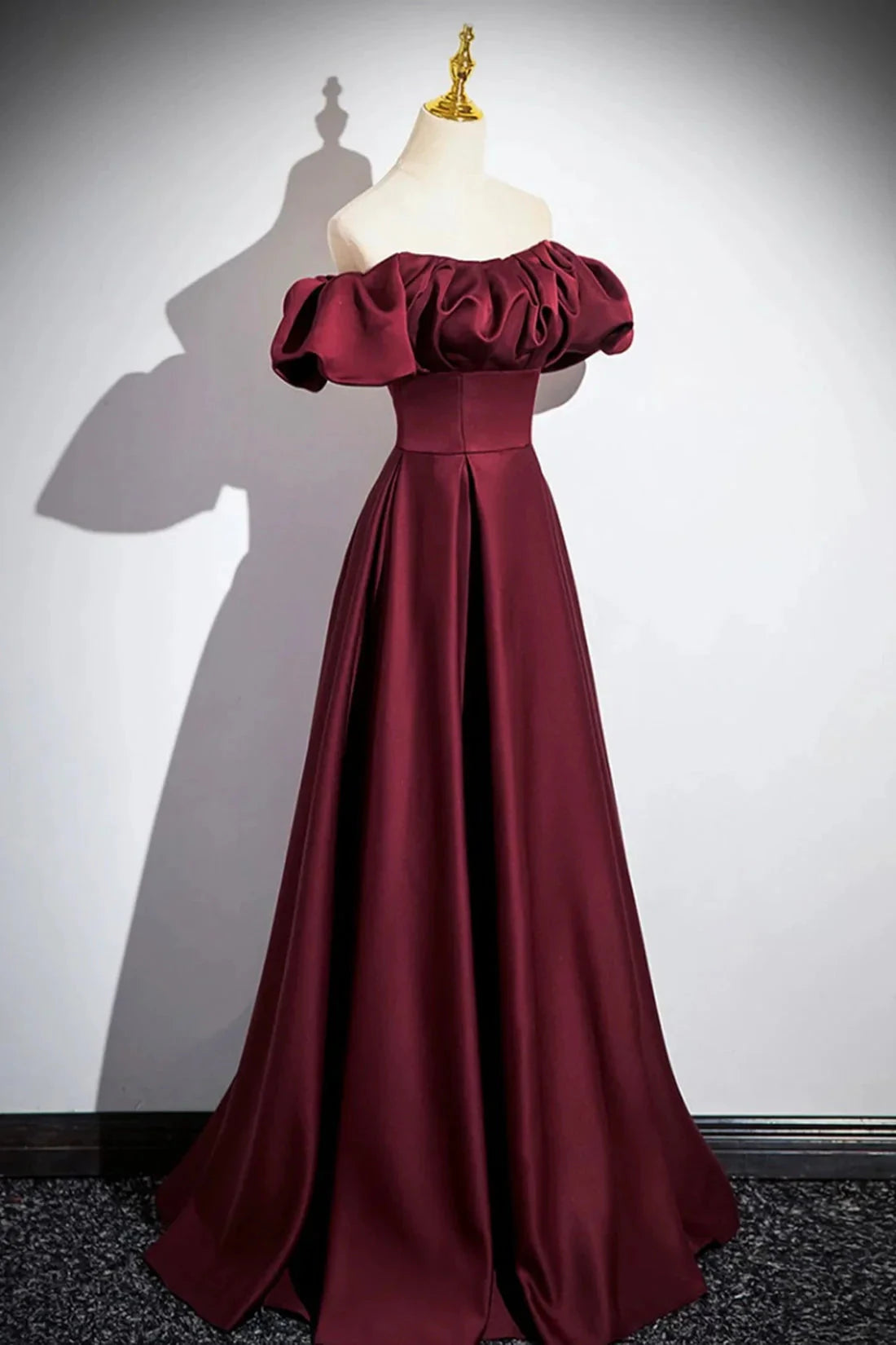 Burgundy Satin Floor Length Prom Dress Simple A-Line Evening Party Dress simple gentle atmospheric and unique desi Bring summer colors to enhance white by YiHuiw