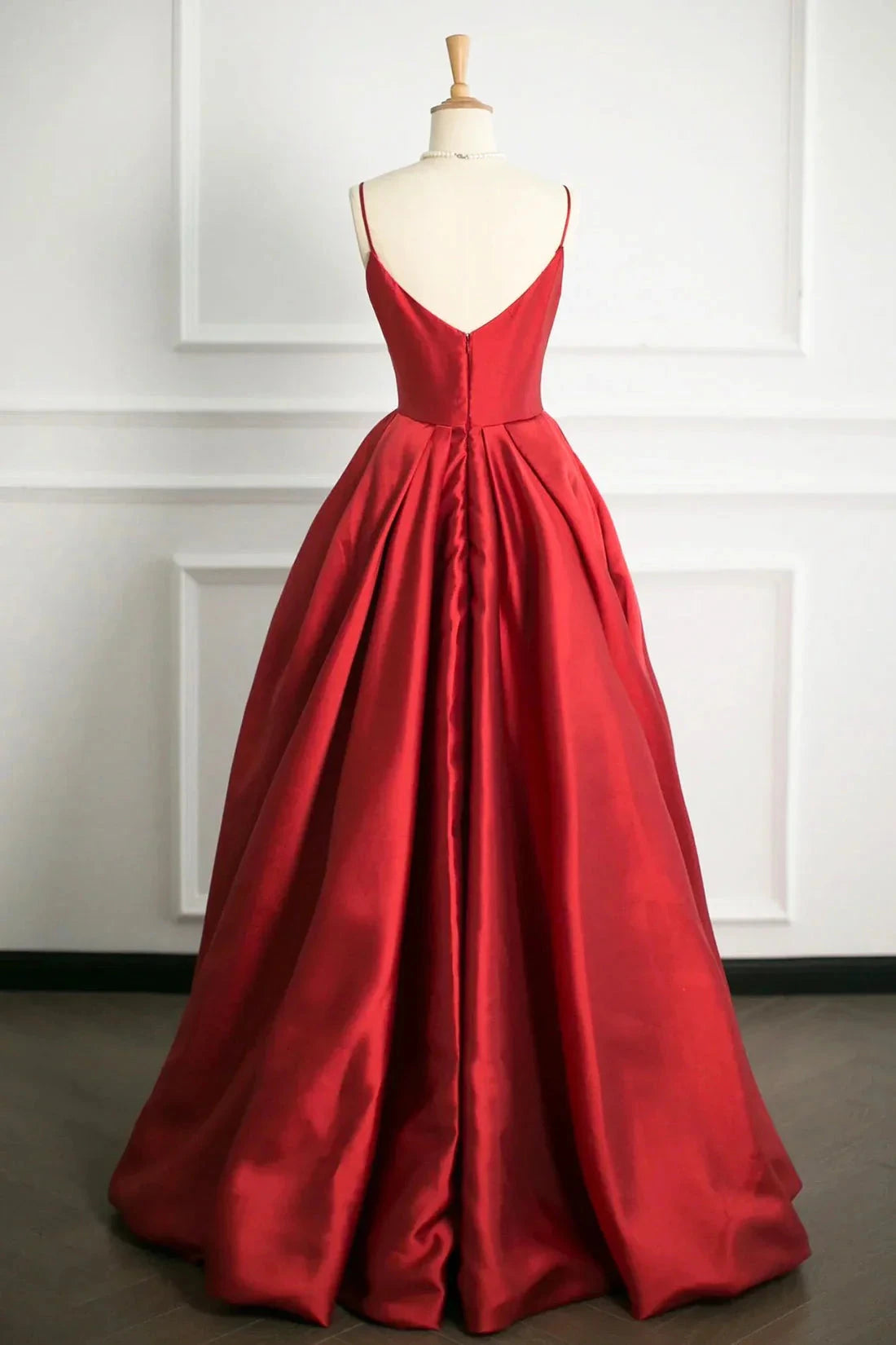 Burgundy Satin Floor Length Prom Dress Simple A-Line Evening Party Dress simple gentle atmospheric and unique desi Bring summer colors to enhance white by YiHuiw