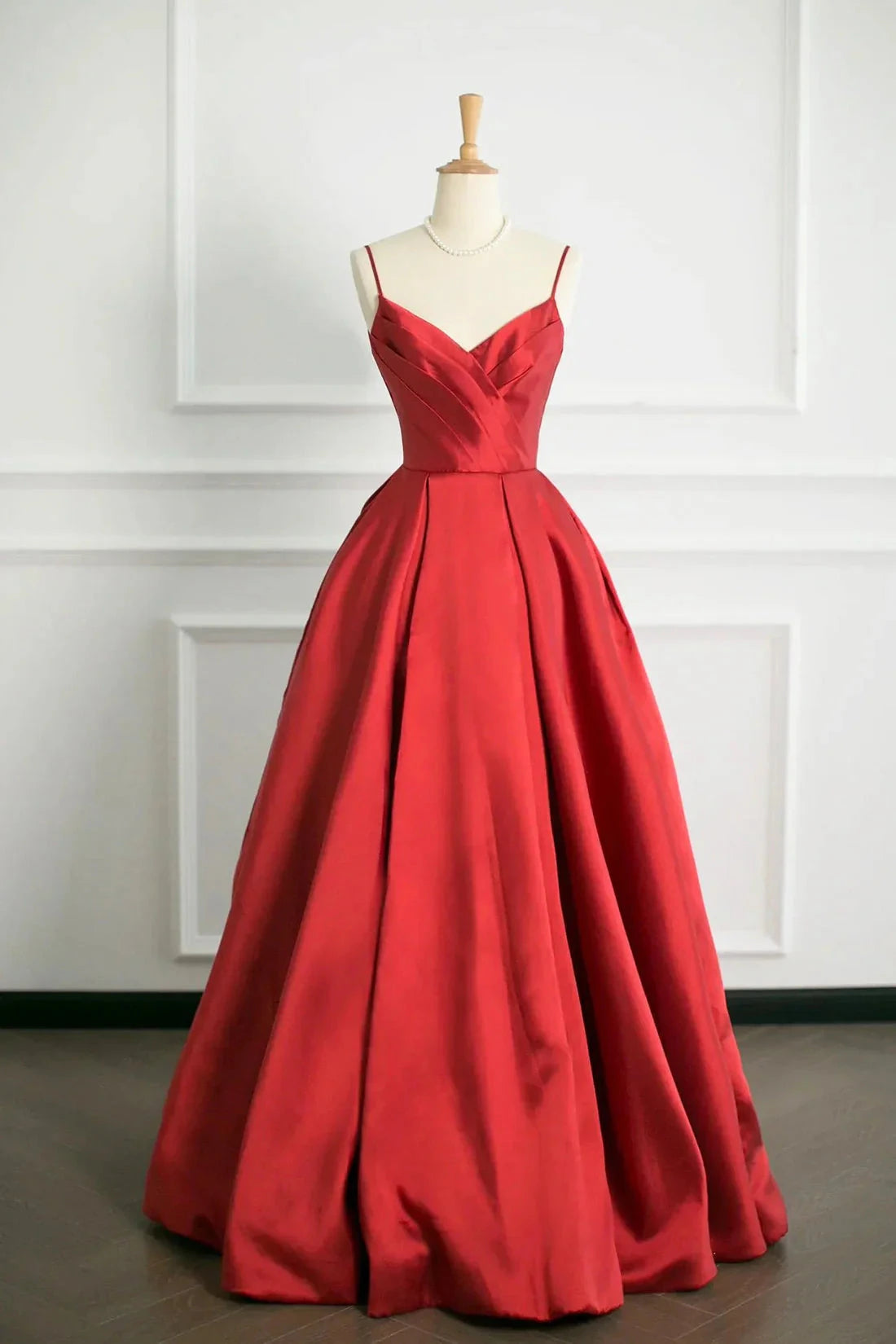 Burgundy Satin Floor Length Prom Dress Simple A-Line Evening Party Dress simple gentle atmospheric and unique desi Bring summer colors to enhance white by YiHuiw
