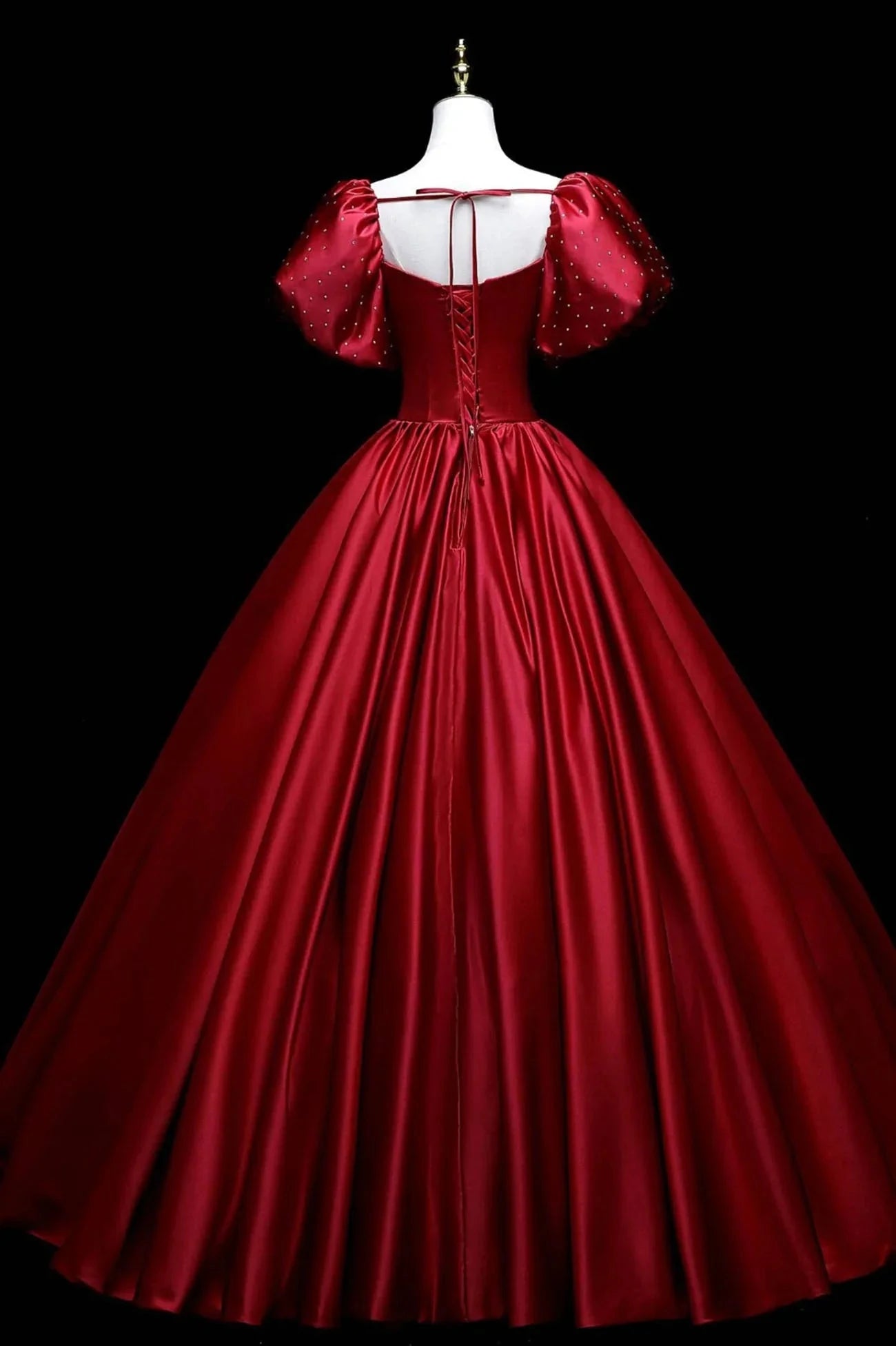 Burgundy Satin Long A-Line Prom Dress Burgundy Formal Evening Dress simple gentle atmospheric and unique desi Bring summer colors to enhance whitenes by YiHuiw