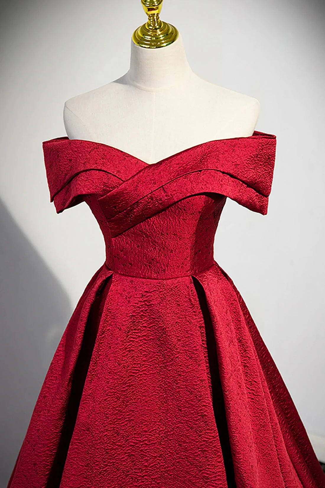Burgundy Satin Long Prom Dress Off Shoulder Evening Party Dress simple gentle atmospheric and unique desi Bring summer colors to enhance white by YiHuiw