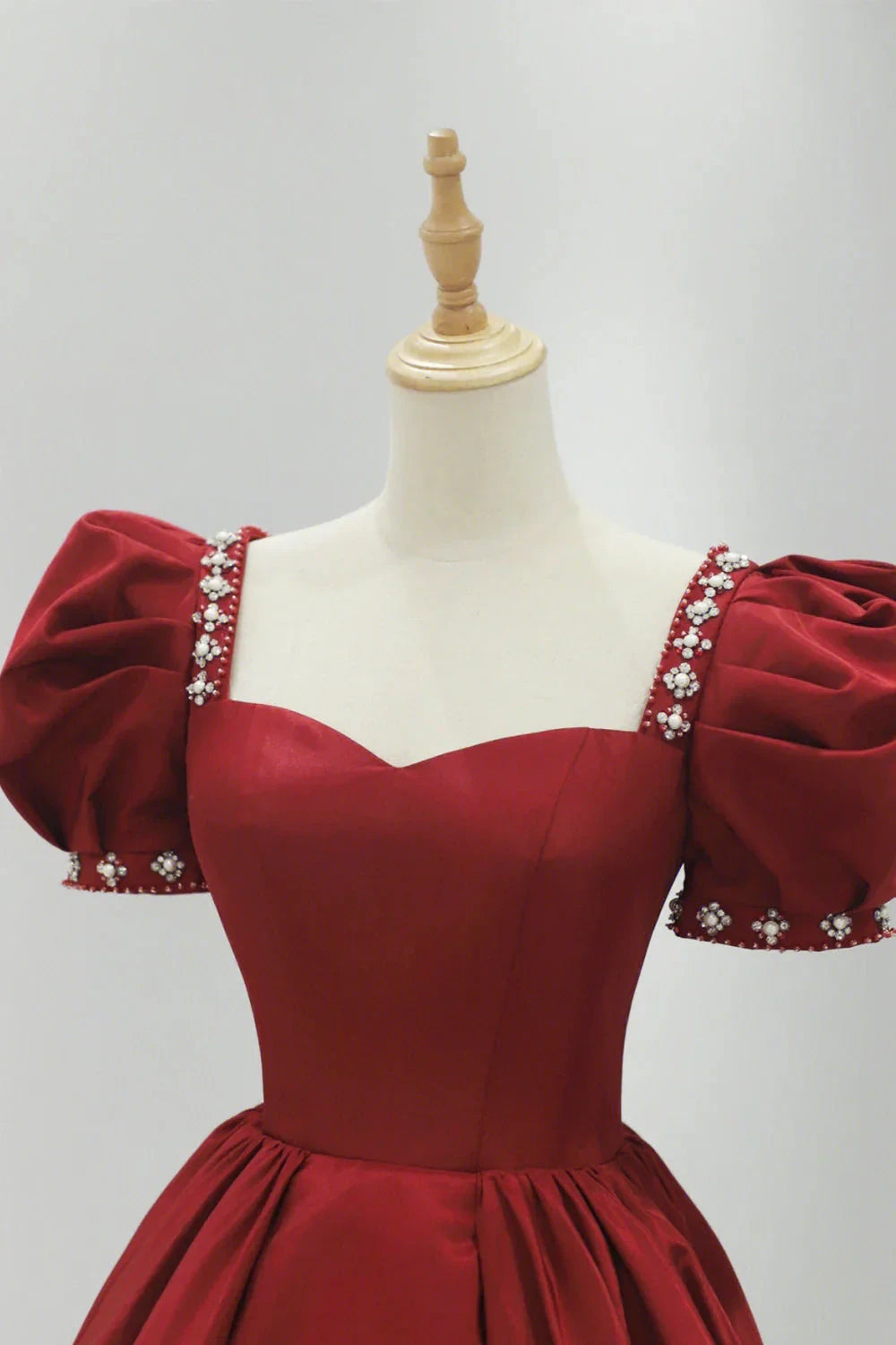 Burgundy Velvet Tea Length Prom Dress A-Line Party Dress with Bow simple gentle atmospheric and unique desi Bring summer colors to enhance white by YiHuiw