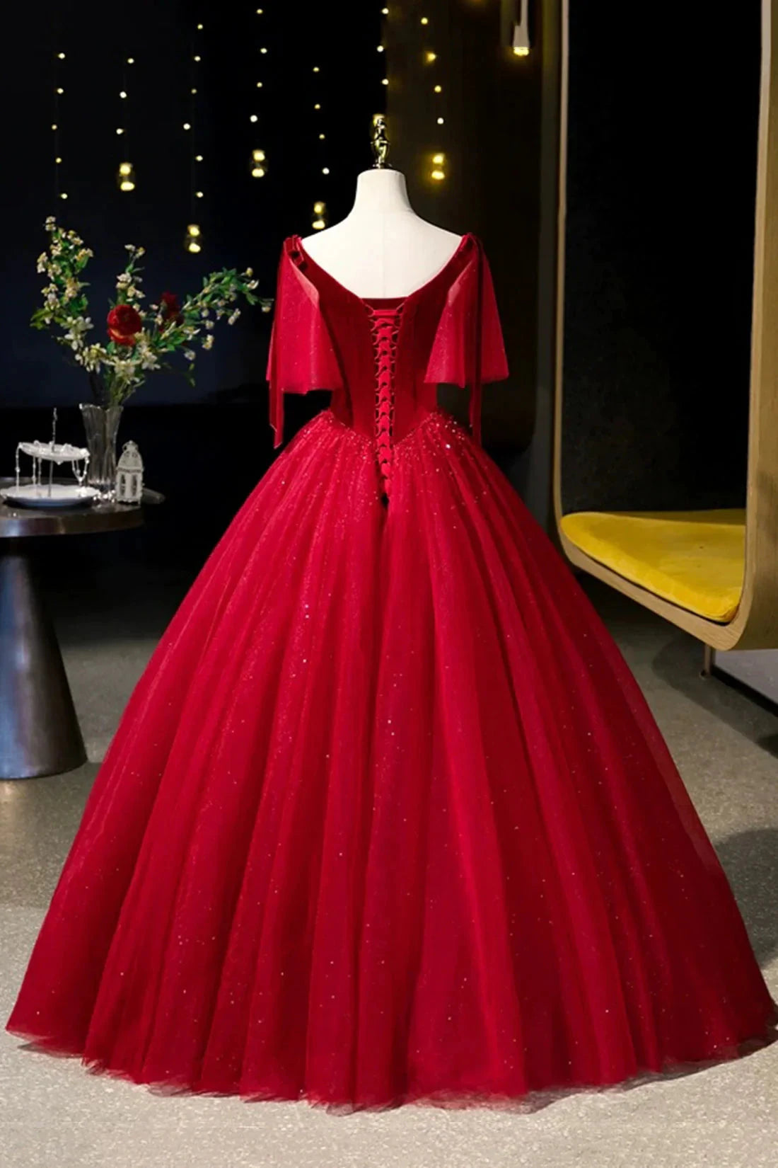 Burgundy Velvet and Tulle Long Prom Dress A-Line V-Neck Formal Evening Dress simple gentle atmospheric and unique desi Bring summer colors to enhance white by YiHuiw
