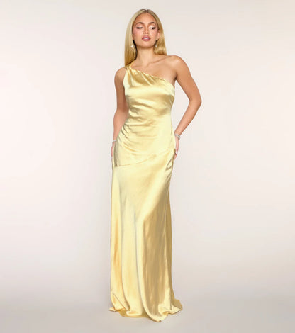 Mermaid One-Shoulder Satin Floor-Length Wedding Dress - Yihuiw by Yihuiw