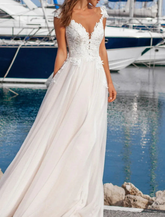 Illusion Tulle Wedding Dress - Yihuiw by Yihuiw