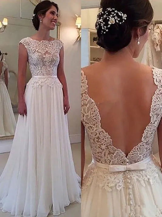 Illusion Satin Wedding Dress - Yihuiw by Yihuiw